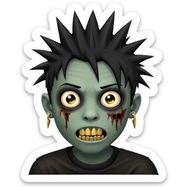 zombie emo black boy emoji with spiky hair and gold grillz sticker