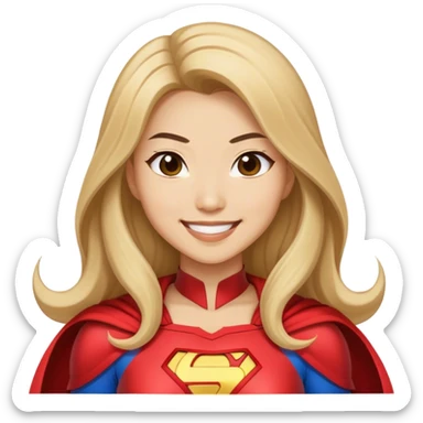 Asian superhero wife with long dark blonde hair light skin smiling sticker