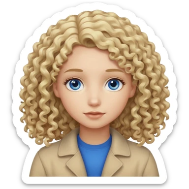 Curly blond blue eyes. Long hair cool beige blond. Longer hair beige ash blonde. sticker