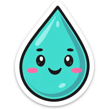 cute water droplet with a smiling face sticker