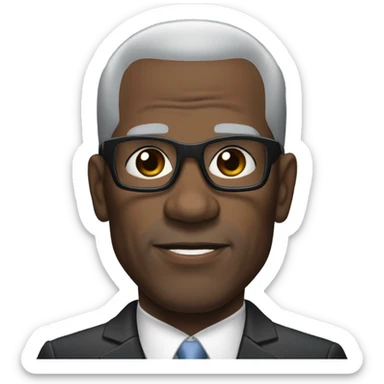 old deon sanders with small round face and suit and glasses and buzz cut and small black eyes and small gray bearded and small black eyes and wrinkled forehead sticker