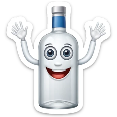 vodka bottle with eyes, smile, arms and legs sticker