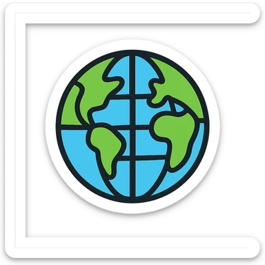 globe icon with black outlines, lineal color style sticker