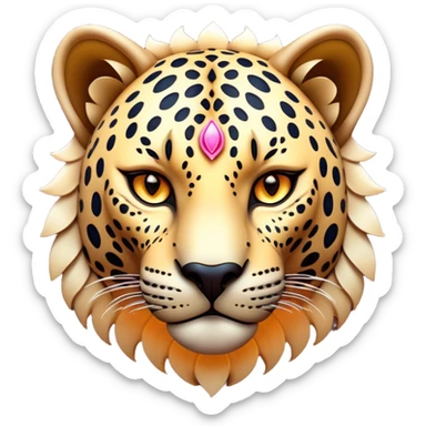 Cinematic Noble Jaguar Portrait Emoji, Poised and elegant, with a sleek, muscular build adorned with striking rosette patterns and intense, focused eyes, Simplified yet sharp and sophisticated features, highly detailed, glowing with a soft, wild luminescence, high shine, intelligent and graceful, stylized with an air of untamed nobility, focused and alert, soft glowing outline, capturing the essence of a watchful guardian that feels as though it could step out of the screen with effortless authority! sticker