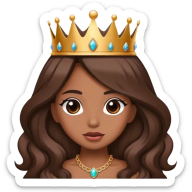 Brown girl diva long hair with crown sticker