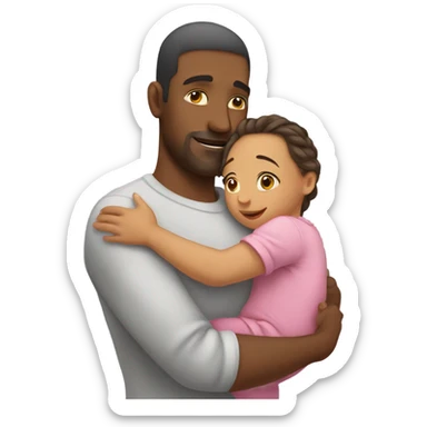 Dad hugging baby girl sticker