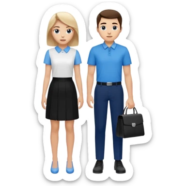 creame elementos graficos sguieendo este mismo modelo pero pensando en que sean para educacion edtech elearnig de ese estilo version hombre joven y mujer joven con colores coprorativos celeste negro blanco  sticker