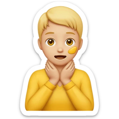 Yellow emoji doing choking emote with hands around neck sticker