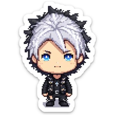 cool chibi male face with spiky hair sticker