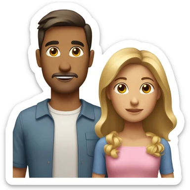 Puerto rican beard short brown hair  husband with blond long hair wife and brown long hair daughter Family  sticker