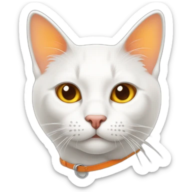 gato gordo branco com laranja sticker