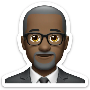 deon sanders with round face and suit and glasses and buzz cut and small eyes and over 50 small gray bearded receding hairline and small black eyes sticker