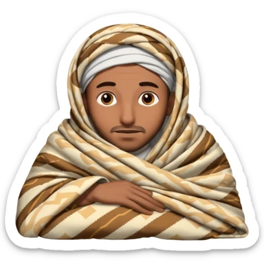 Un arabe haciendo gesto de dormir solo la cabeza y la manta que lleva que sea larga sticker