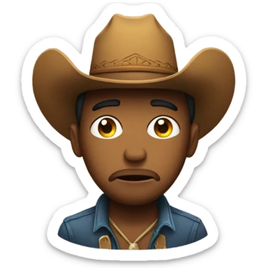Sad emoji w cowboy hat sticker