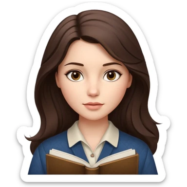 Cinematic Realistic Journal Portrait, depicted with lifelike skin texture, subtle rosy undertones, and soft natural lighting that enhances the gentle contours of her face. Her intricately detailed brunette hair is elegantly styled , sticker