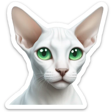 White sphinx cat with green-blue eyes  sticker