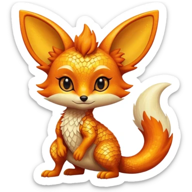 Patterned Glittery Magmatic Reptilian-Fennekin-feline sticker