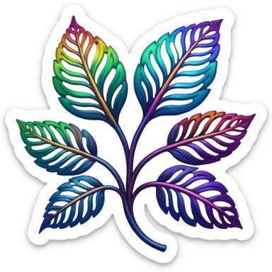 dark rainbow filigree design, leaf shapes, flower shapes, nature shapes, toxic nature, toxic plants sticker