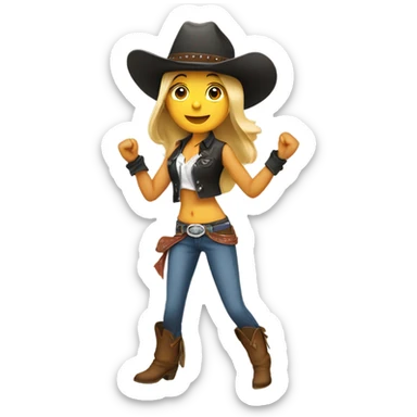 Dancing girl with cowboy hat sticker