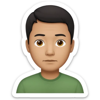 asian father man black short hair green shirt sticker