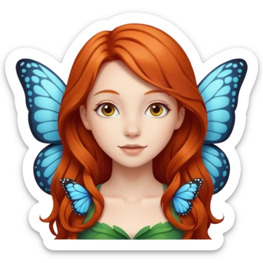 Redhead girl with butterfly wings sticker
