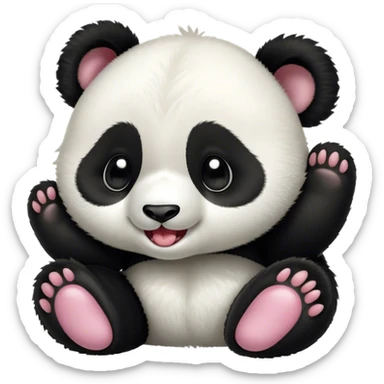 Cinematic Cute Yawning Baby Panda Portrait Emoji, Head tilted slightly with a dramatic, wide-open yawn, showcasing a soft, fuzzy black and white Fur with droopy ears, round eyes barely open in drowsy contentment, Simplified yet irresistibly adorable features, highly detailed, glowing with a soft, cozy glow, high shine, relaxed yet expressive, stylized with a touch of gentle whimsy, bright and endearing, soft glowing outline, capturing the essence of a sleepy yet affectionate baby panda, so drowsy it feels like it could curl up out of the screen for a nap! sticker