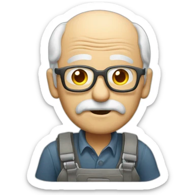 Crazy old man working in techical support sticker