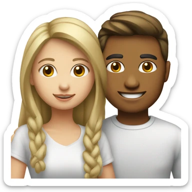 un joven blanco con una chica blanca besándose  sticker