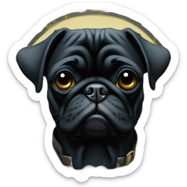 A cyberpunk black pug in Art Nouveau style during 1910 sticker