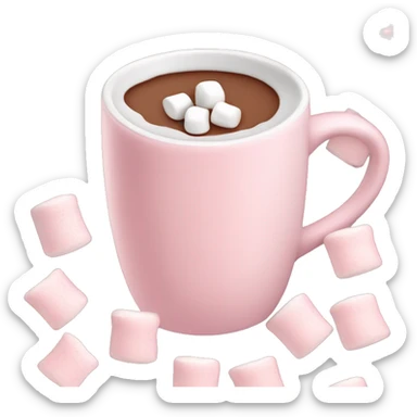 Light Pink mug of hot chocolate with marshmallows  sticker