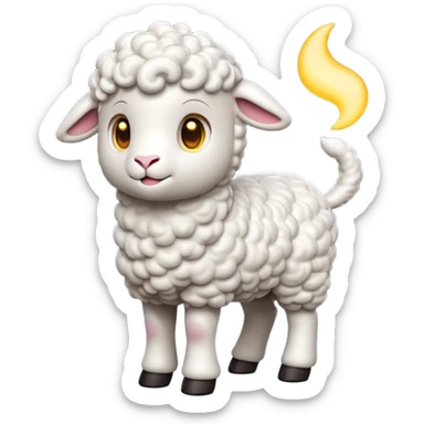 cinematic-[lamb]-realistic-full-body-standing-emoji,-tail-flicking-lazily,-head-tilted-dramatically,-curly-[white]-fur,-simplified-yet-realistic-focused-features,-highly-detailed,-glowing-with-an-almost-sarcastic-glow sticker