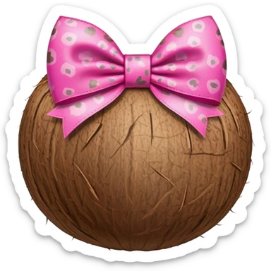 coconut with leopard print pattern and bow sticker