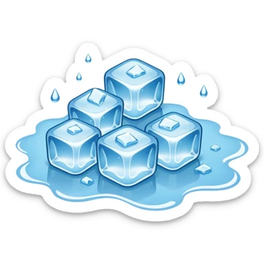 Puddle of water and ice cubes sticker