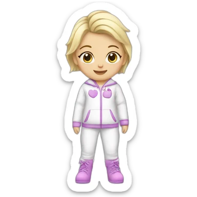 Bébé blonde en pijama blanc et des bottes mauve  sticker