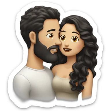 White-man-with-a-smooth-black-hair-cut-fade-and-a-black-beard-kissing-a-white-woman-with-long-brown-waved-hair sticker