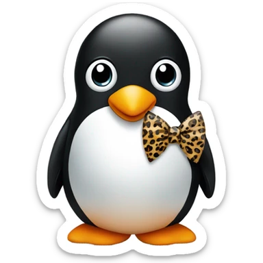 a penguin with a leopard print bow  sticker