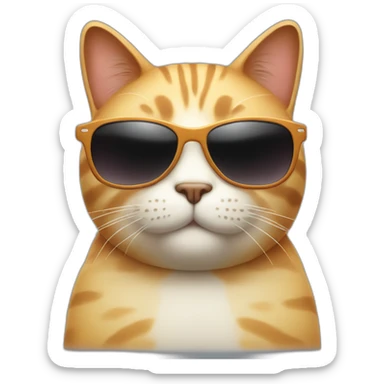 fat cat with sunglass full body  sticker