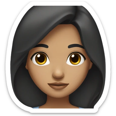 Beautiful girl with black hair and soft brown eyes, lightly tan skin sticker