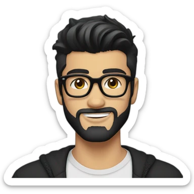 zayn malik sporting a pair of spectacles with beard and black hair sticker