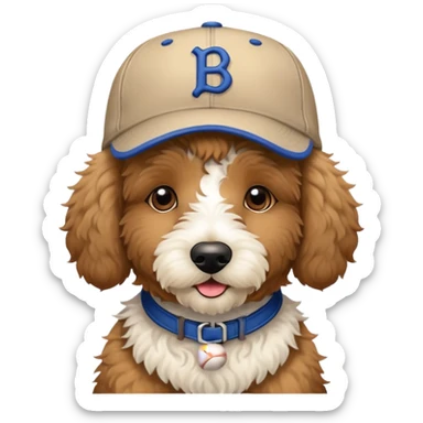 Bernadoodle wearing a baseball hat  sticker