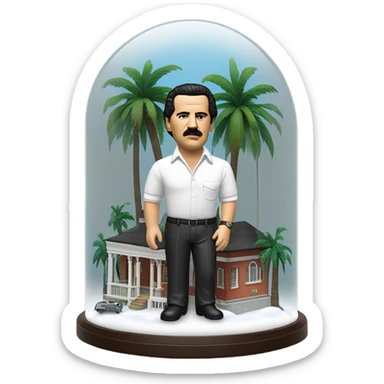 pablo escobar in snowing ball sticker