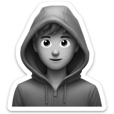 grayscale mysterious hooded boy in gloves sticker