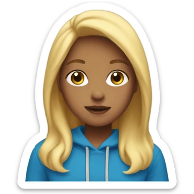 blonde girl wearing a blue hoodie sticker
