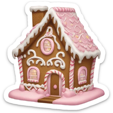 Light Pink detailed gingerbread house  sticker
