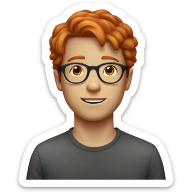 young guy with Redhead hair with round glasses sticker