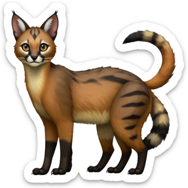 Colorful dark black gloomy spooky pointy foggy smoky points-marked glorious divine exotic cute cool beautiful beautiful fantasy-caracal-civet-genet-sergal-vernid-Cacomistle-Trico-oncilla-animal-Fakémon-hybrid-fursona (full body) sticker