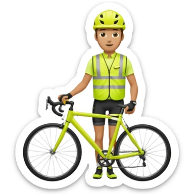 Cyclist with hi-vis vest, while cycling sticker