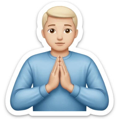 Create an Apple-style emoji of two hands pressed together in a praying gesture. The hands should be simplified, smooth, and cartoon-like, with soft gradients and glossy highlights typical of iOS emojis. Show only the hands, with no arms or background, isolated on a transparent background. sticker