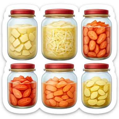 sauerkraut and kimchi in jars sticker