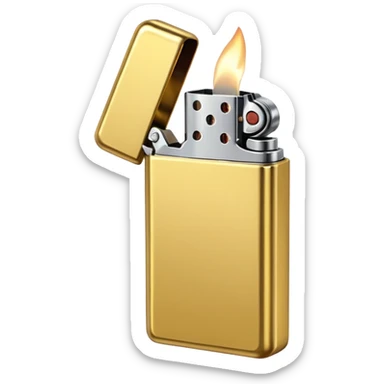 closed golden lighter with slightly scratches sticker